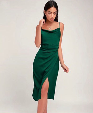 LAURA split satin dress