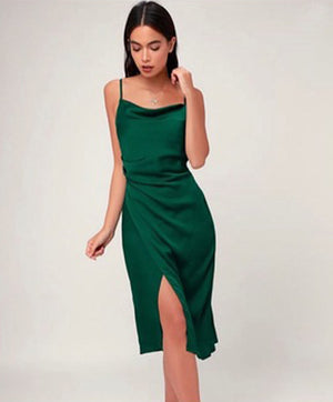 LAURA split satin dress