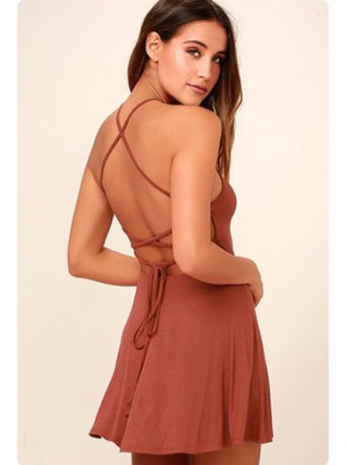 V Back lace dress