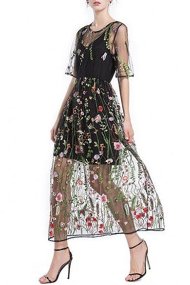 AURELIA flower mesh dress