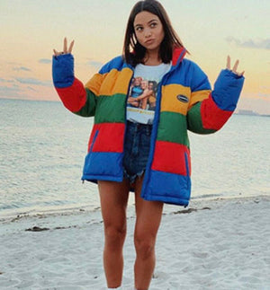 COLLEEN rainbow puffer jacket