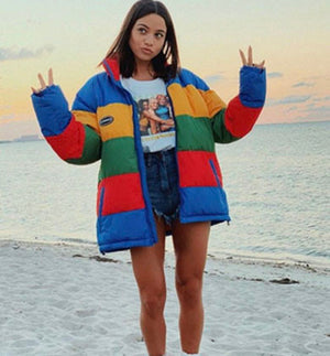 COLLEEN rainbow puffer jacket