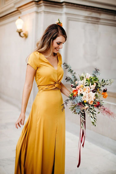 SARA sleeve short satin dress