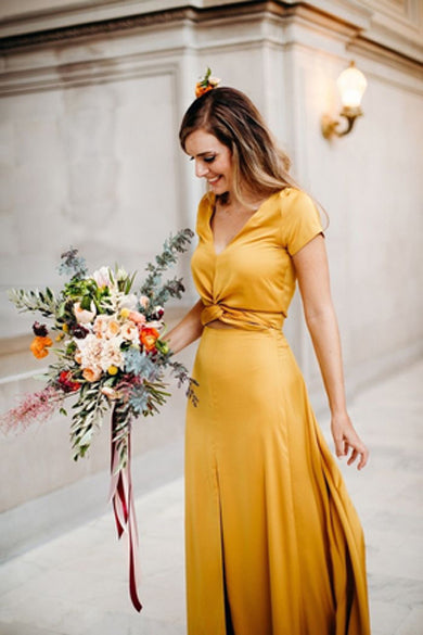 SARA sleeve short satin dress
