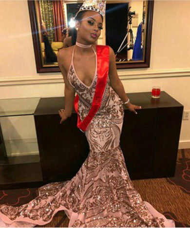 CLARA sequin backless prom dress