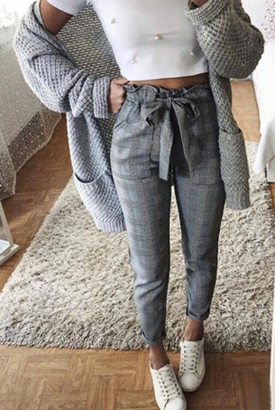 bow tie plaid trousers