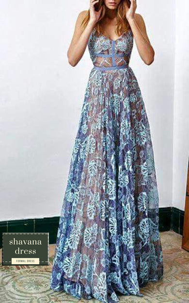 blue  floral maxi dress