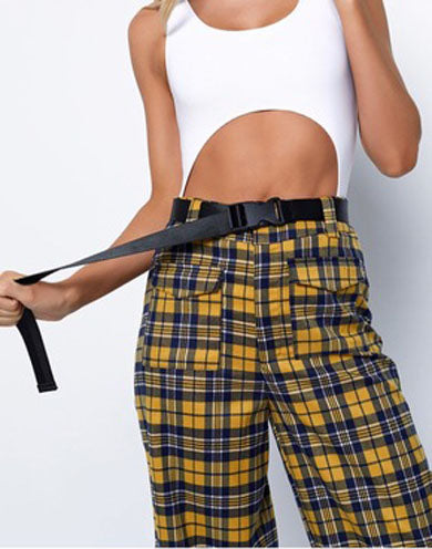 LORI plaid high waist pants