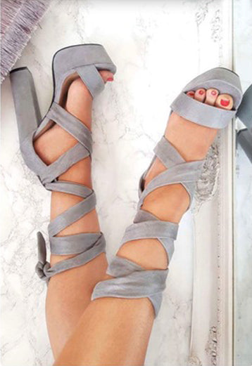LOUELLA strappy lace up heels shoes