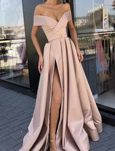 MARLENE off shoulder satin dress