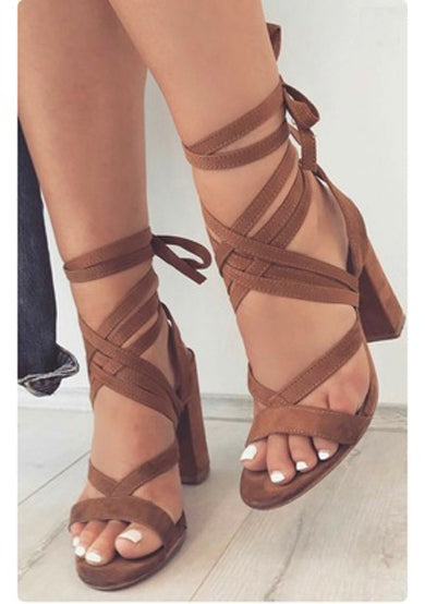 BRANDIE strappy lace up heels shoes