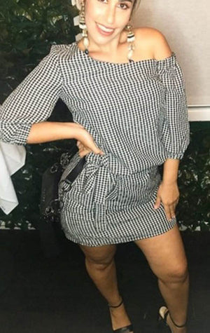 CECELIA off shoulder gingham dress