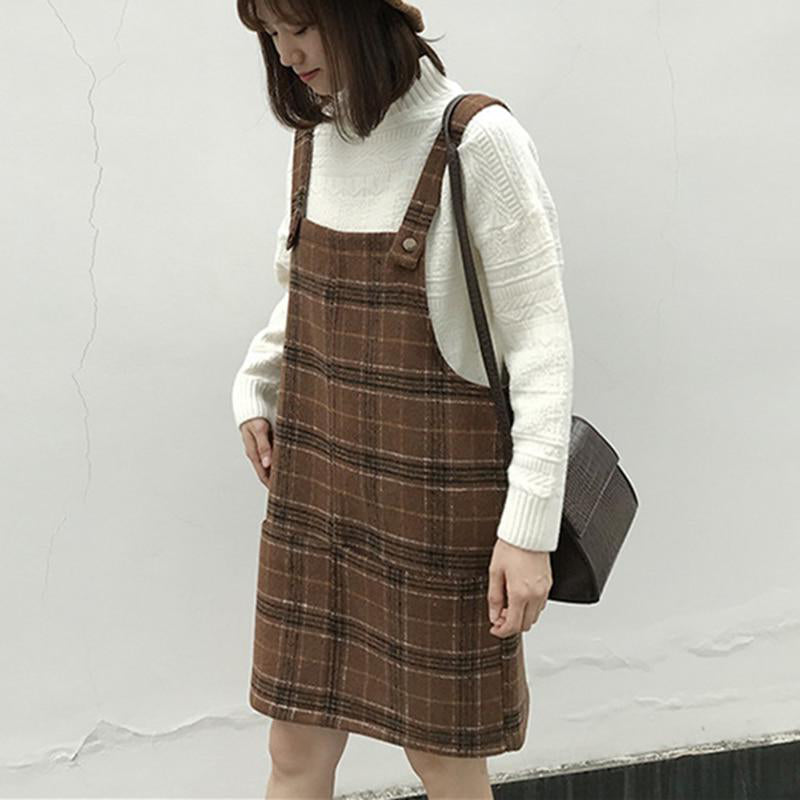 JOANNE plaid overall dress