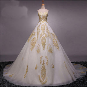 White and Gold Long Prom Dresses