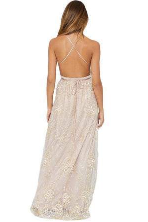 LARA glitter slit maxi dress