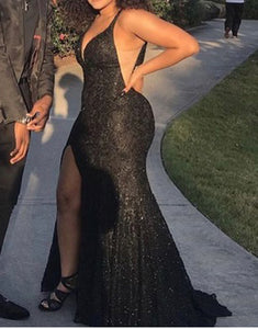 AZIZAH split sequin prom dress