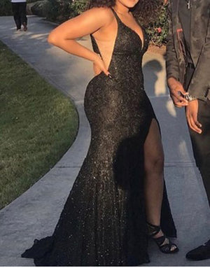 AZIZAH split sequin prom dress