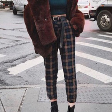 high waisted plaid pants