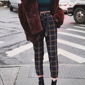 high waisted plaid pants