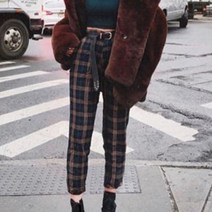 high waisted plaid pants