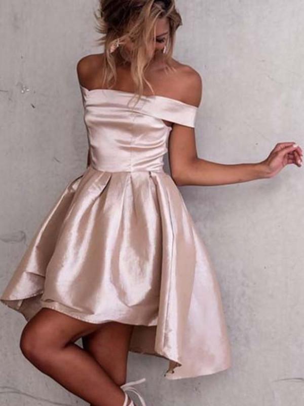champage pink high low Dress