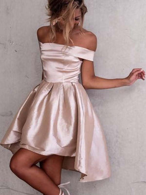 champage pink high low Dress