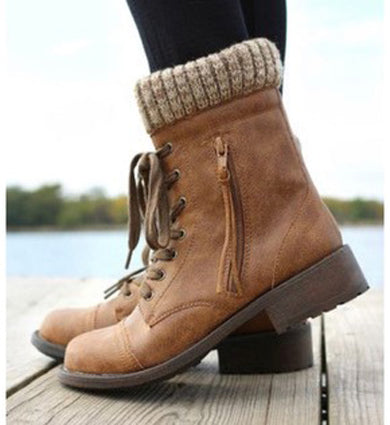 zipper Low Heel Boots