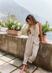 cute long rope bow jumpsuit