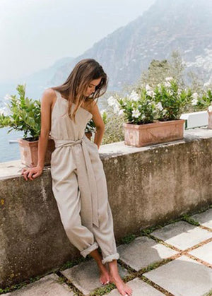 cute long rope bow jumpsuit