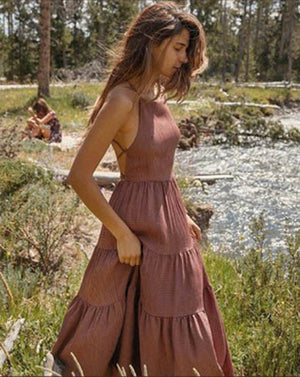 GRETCHEN  strap ruffle boho dress