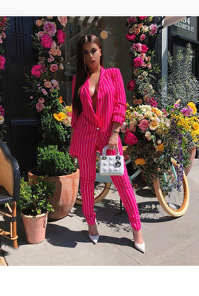 beauty striped two piece set