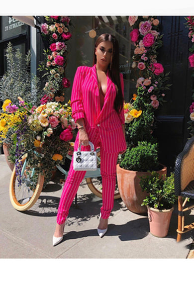 beauty striped two piece set