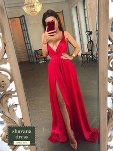 2018 vneck red dress