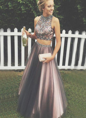 two pieces beading formal dress