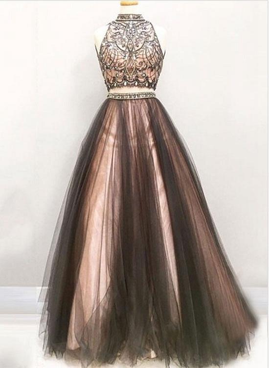 two pieces beading formal dress